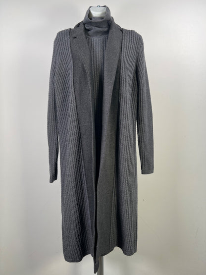 Carlisle Collection Women’s Gray/Blue Cable Knit Sweater Dress W/ Cardigan - M