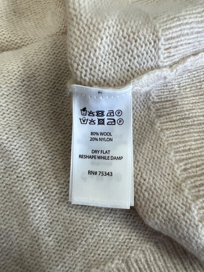 Tabitha Webb Women’s Ivory/Blue Long Sleeve Wool Blend Sweater - S