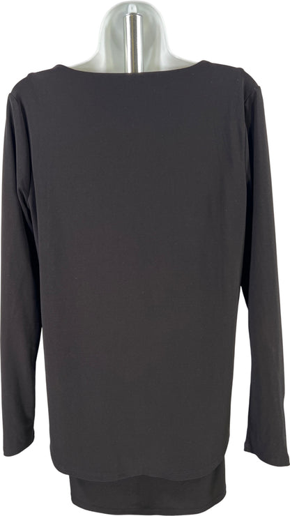 White House Black Market Women’s Black Long Sleeve Layered Blouse - S