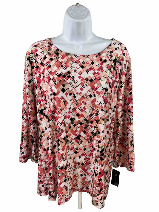 NEW JM Collection Women's Pink 3/4 Sleeve Top - L
