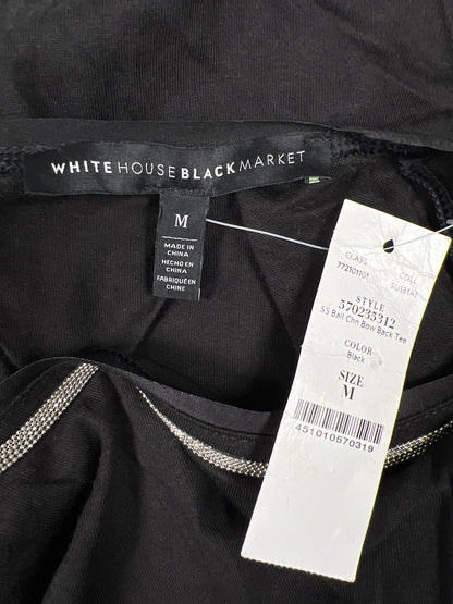 White House Black Market Women’s Black Ball Chain Neck Short Sleeve T-Shirt - M