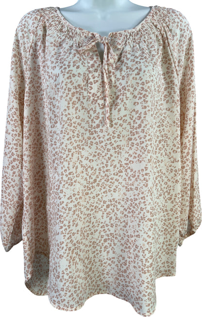 G.H Bass Women’s Pink/Ivory 3/4 Sleeve Blouse - XL