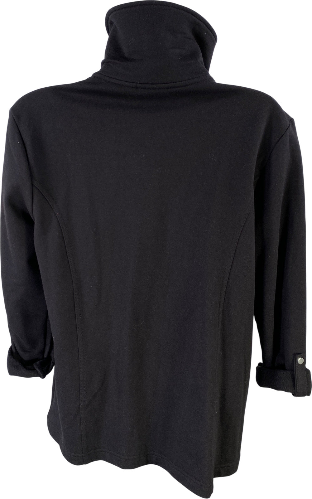 Croft and Barrow Women’s Black Roll Sleeve Full Zip Sweatshirt Jacket - Petite L