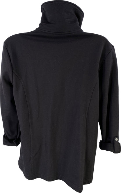 Croft and Barrow Women’s Black Roll Sleeve Full Zip Sweatshirt Jacket - Petite L