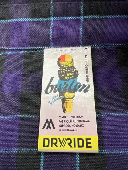 Burton Men’s Purple/Black Plaid Long Sleeve Button Up Shirt - M