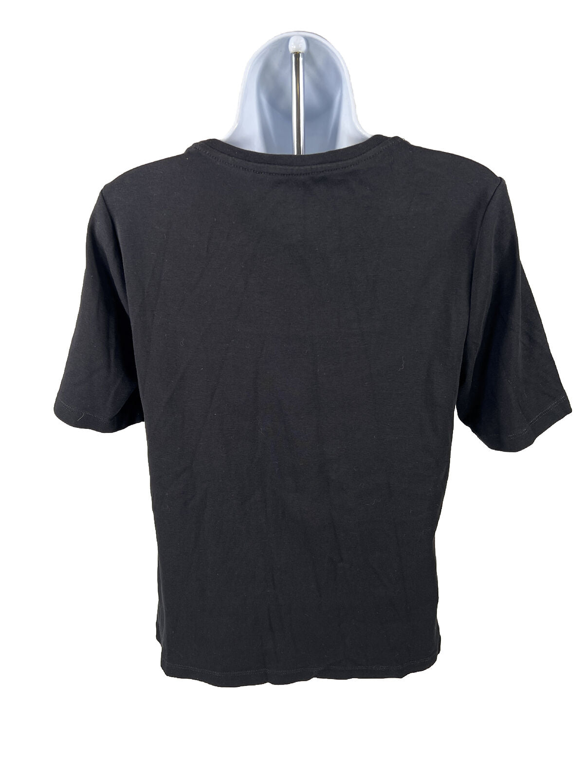 Chico's Women's Black Short Sleeve Cotton T-Shirt - 1/US M