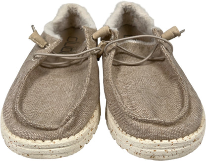 HeyDude Women’s Beige Funk Wool Wendy Lined Slip On Shoes - 8