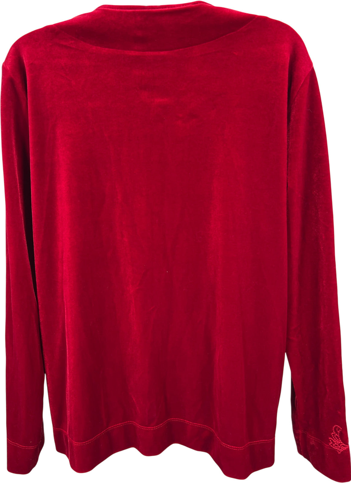Chico’s Women’s Red Velour Embroidered Long Sleeve One Hook Jacket - 1/US M