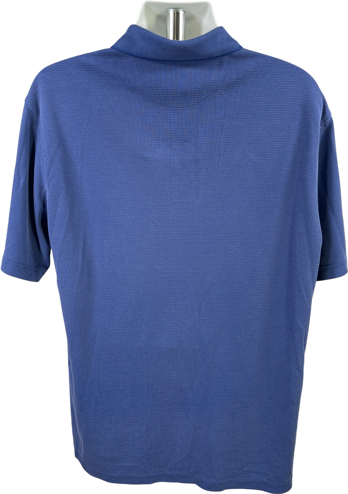 Bugatchi Men’s Blue Short Sleeve Textured Short Sleeve Polo - XL