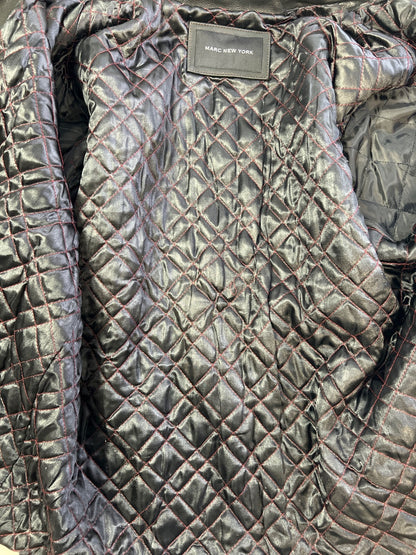 Marc New York Men’s Black Leather Full Zip Quilted Lined Jacket - XXL