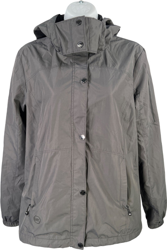 Michael Kors Women’s Gray Mesh Lined Hooded Full Zip Windbreaker Jacket - M