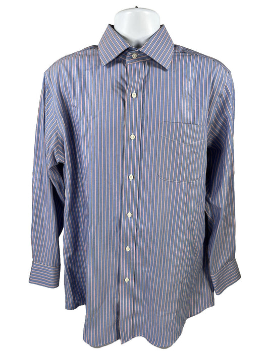 Ralph Lauren Mens Blue Striped Long Sleeve Button Up Shirt -16.5 /32-33