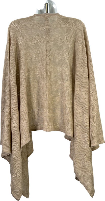 Calvin Klein Women’s Beige/Gold Metallic Open Knit Shawl Sweater - One Size