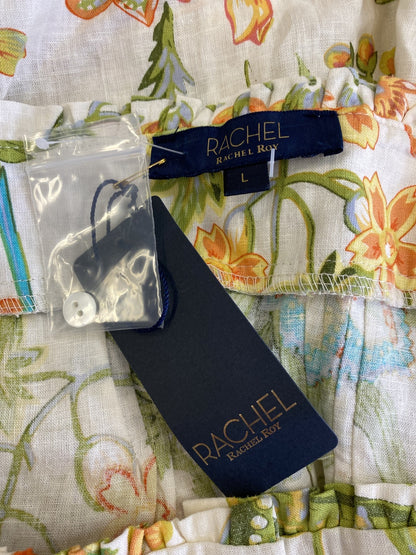 Rachel Roy Women’s White/Multi-Color Floral 1/2 Sleeve Floral Blouse - L