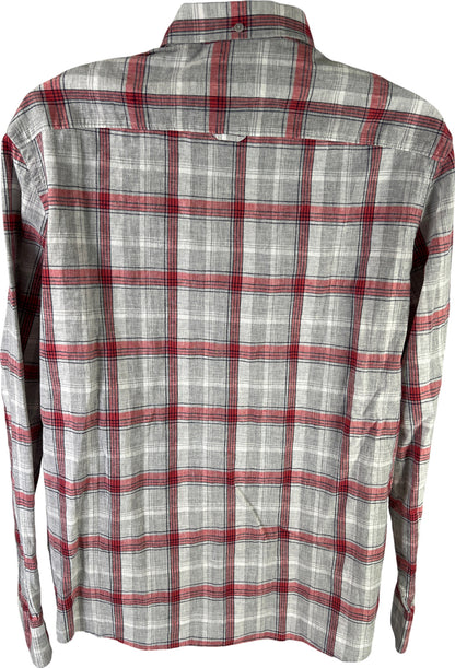 NEW 1901 Men’s Grey Heather/Red Plaid Trim Fit Button Up Shirt - XL