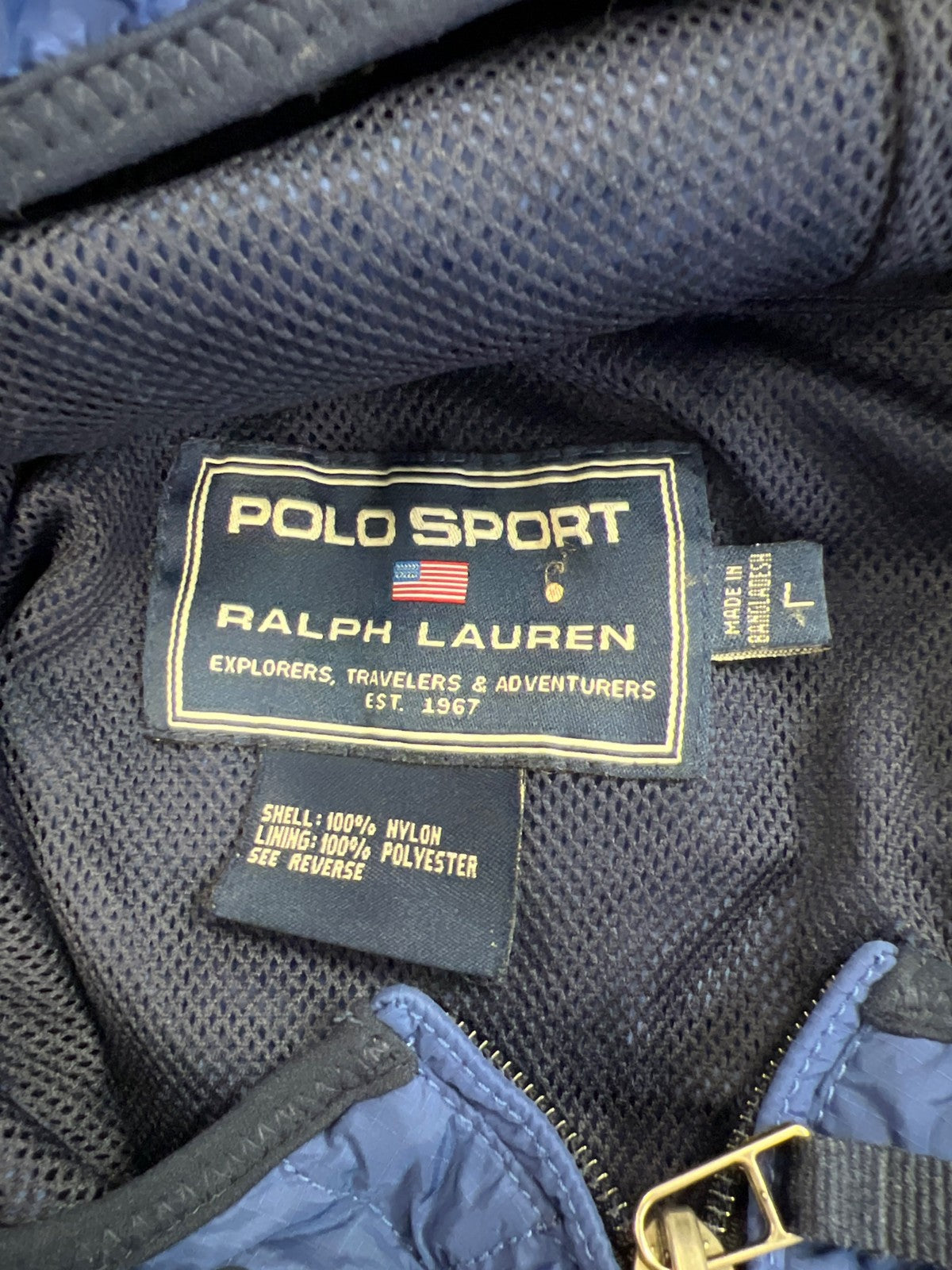 Polo Sport Ralph Lauren Men’s Blue Nylon Hooded Windbreaker Jacket - L