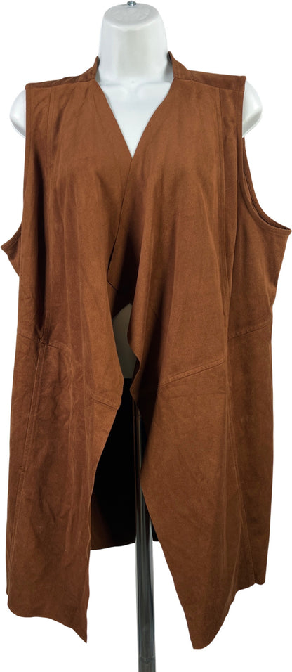Chico’s Women’s Brown Faux Suede Sleeveless Open Front Vest Shirt - 2/US L