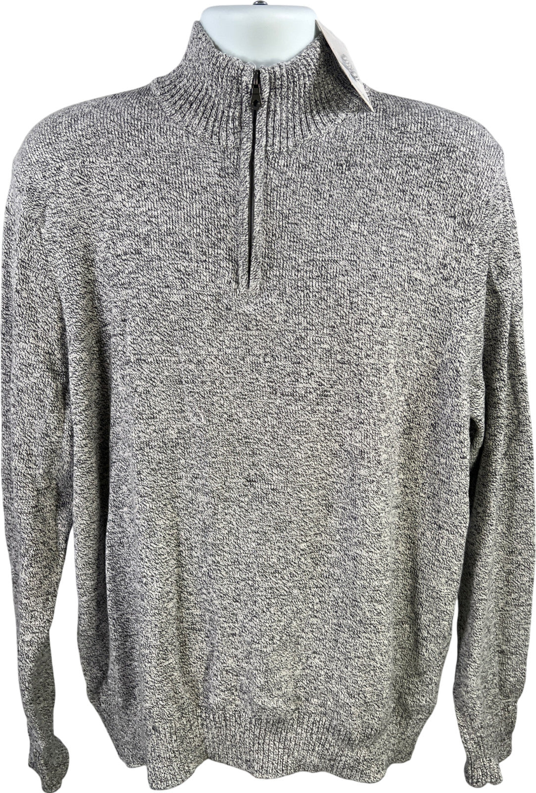 Croft and Barrow Men’s White/Black Long Sleeve 1/4 Zip Pullover Sweater - XXL