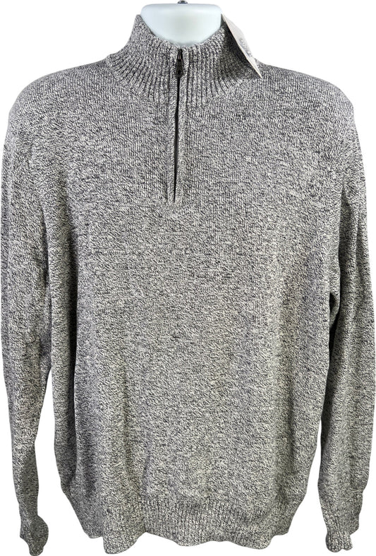 Croft and Barrow Men’s White/Black Long Sleeve 1/4 Zip Pullover Sweater - XXL