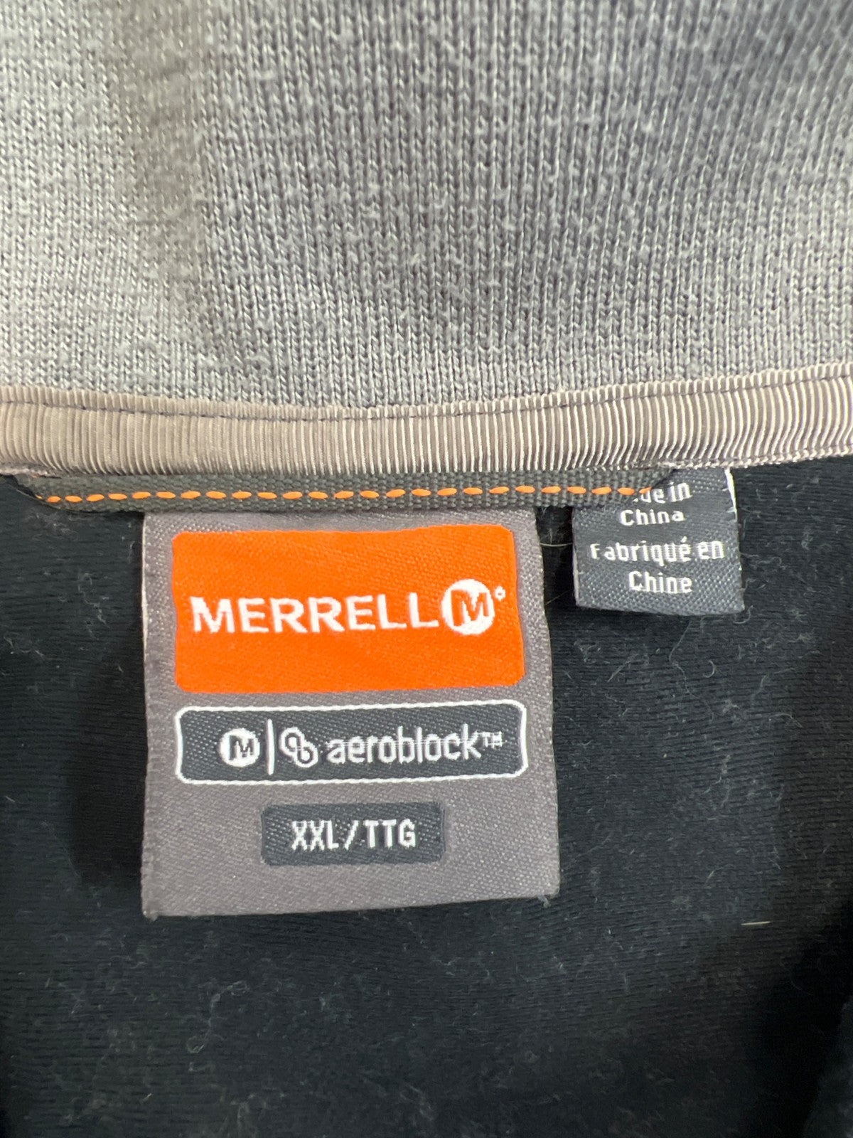 Merrell Men’s Gray Wool Blend Aeroblock 1/4 Zip Pullover Jacket - XXL