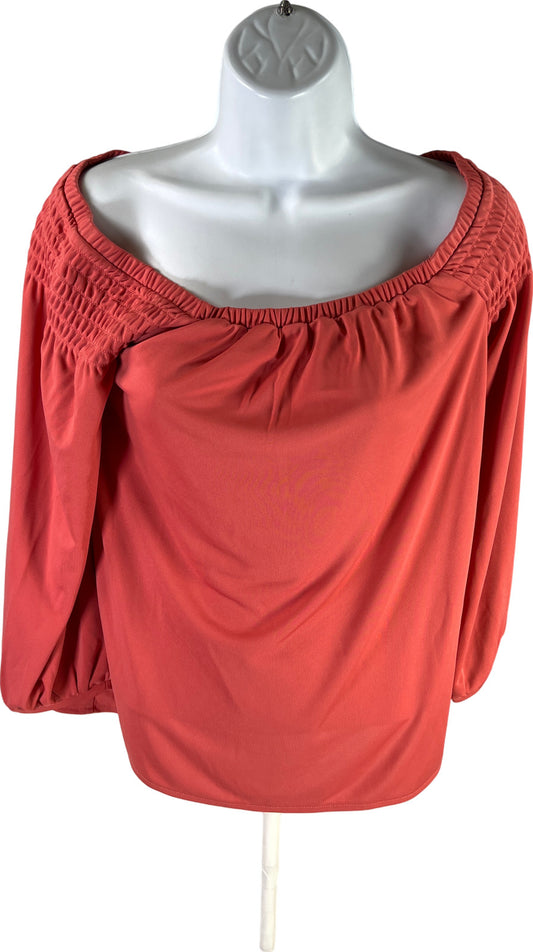 NEW Ann Taylor Women’s Pink Matte Jersey Smocked Off The Shoulder Blouse - XXS