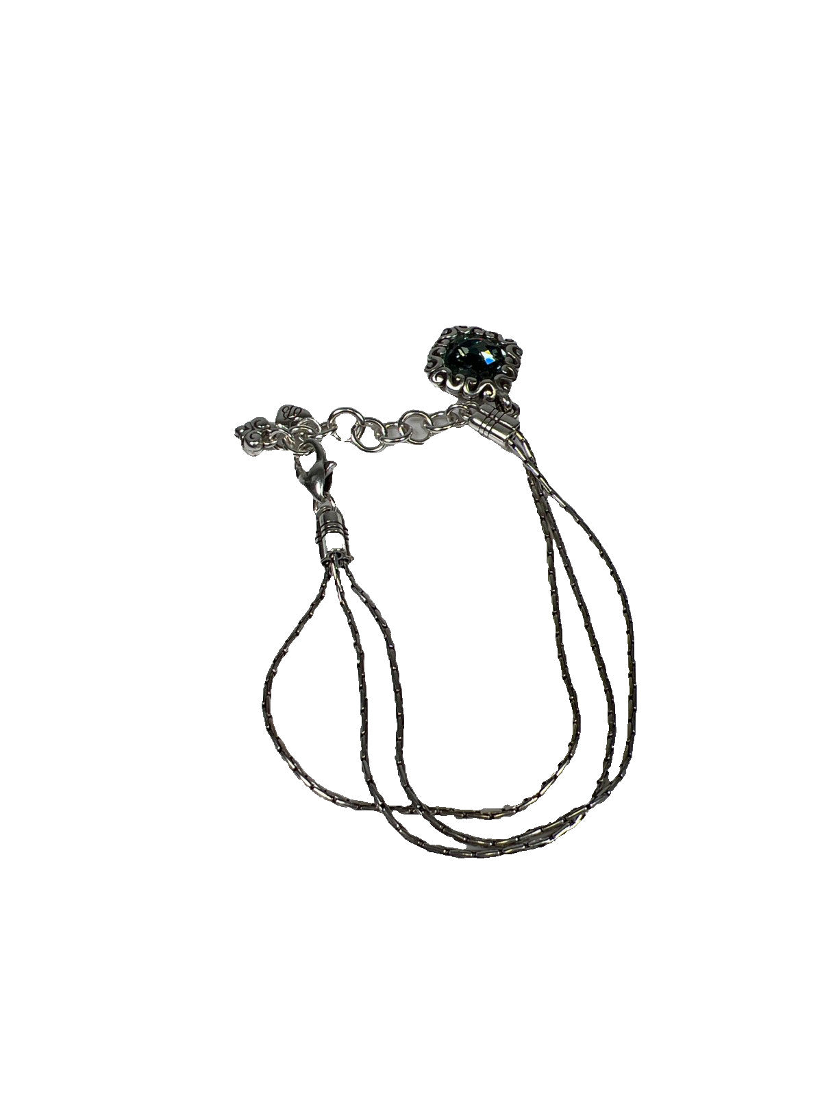 Brighton Silver Plated Danube Blue Three Chain Adjustable Bracelet