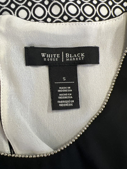White House Black Market Women’s Black/White Sleeveless Beaded Neck Blouse - S