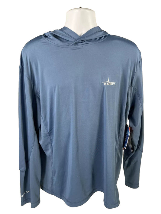 NEW Habit Men's Blue Hidden Cove Hooded Performance Layer Shirt - XL