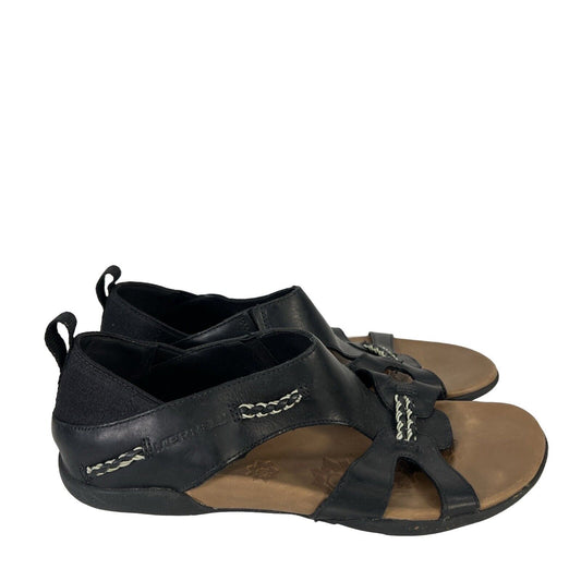 Merrell Women's Black Leather Flaxen Open Toe Sandals - 8