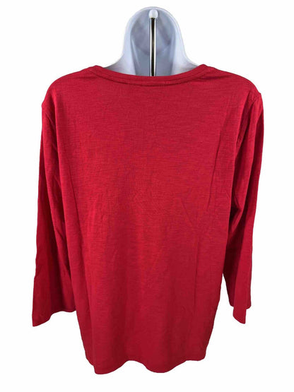 Chico's Zenergy Women's Red Rhinestone 3/4 Sleeve Top Shirt - 1/US M
