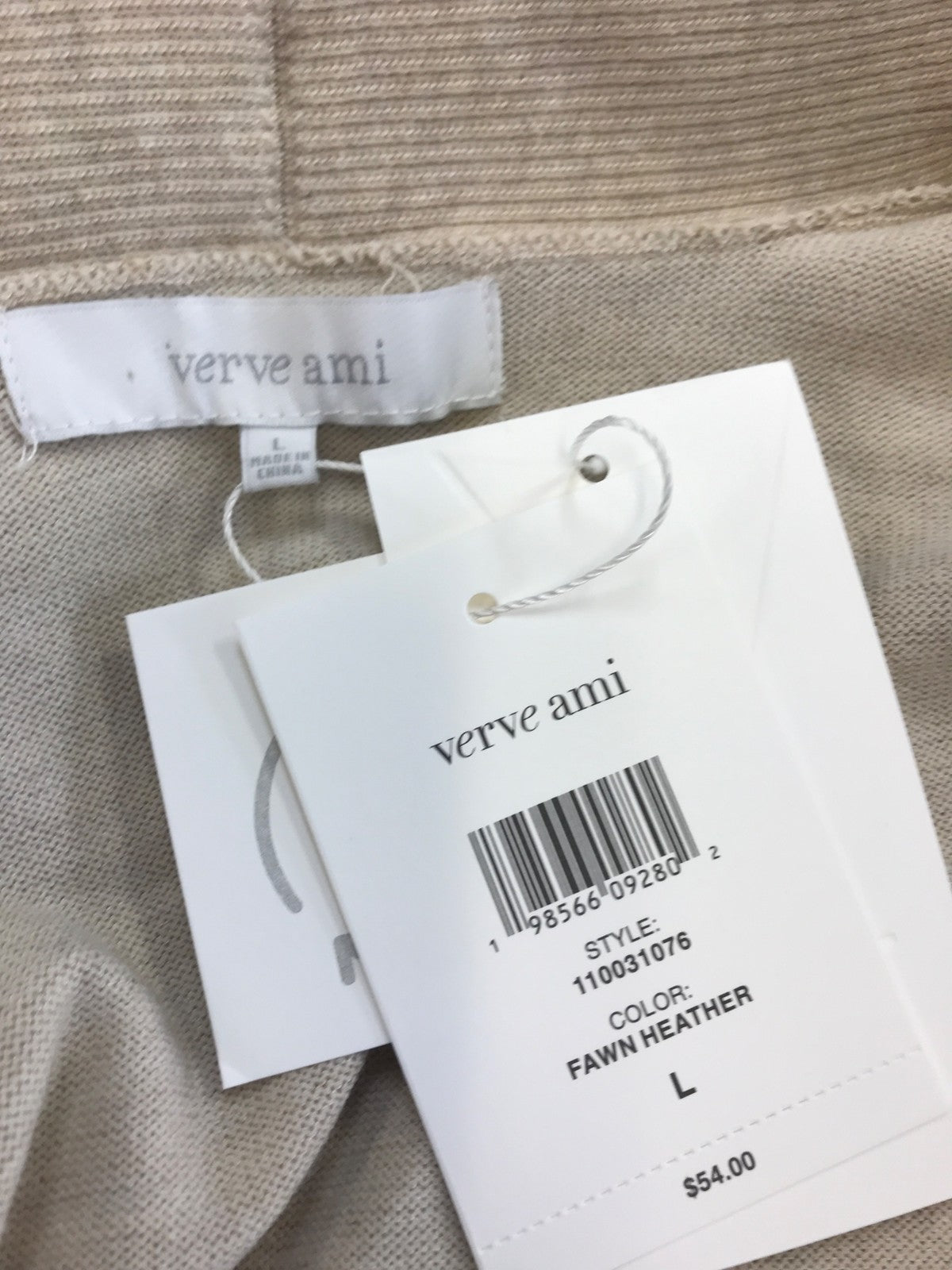 Verve Ami Women’s Beige Long Sleeve Open Front Cardigan Sweater - L