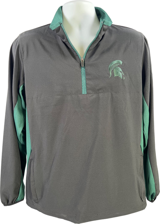 Colosseum Athletics Men’s Black/Green MSU 1/4 Zip Windbreaker Jacket - S