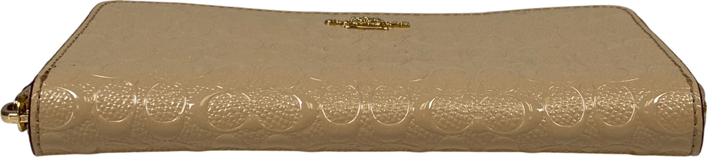 Coach Women’s Beige Embossed Patent Leather Accordion Wallet