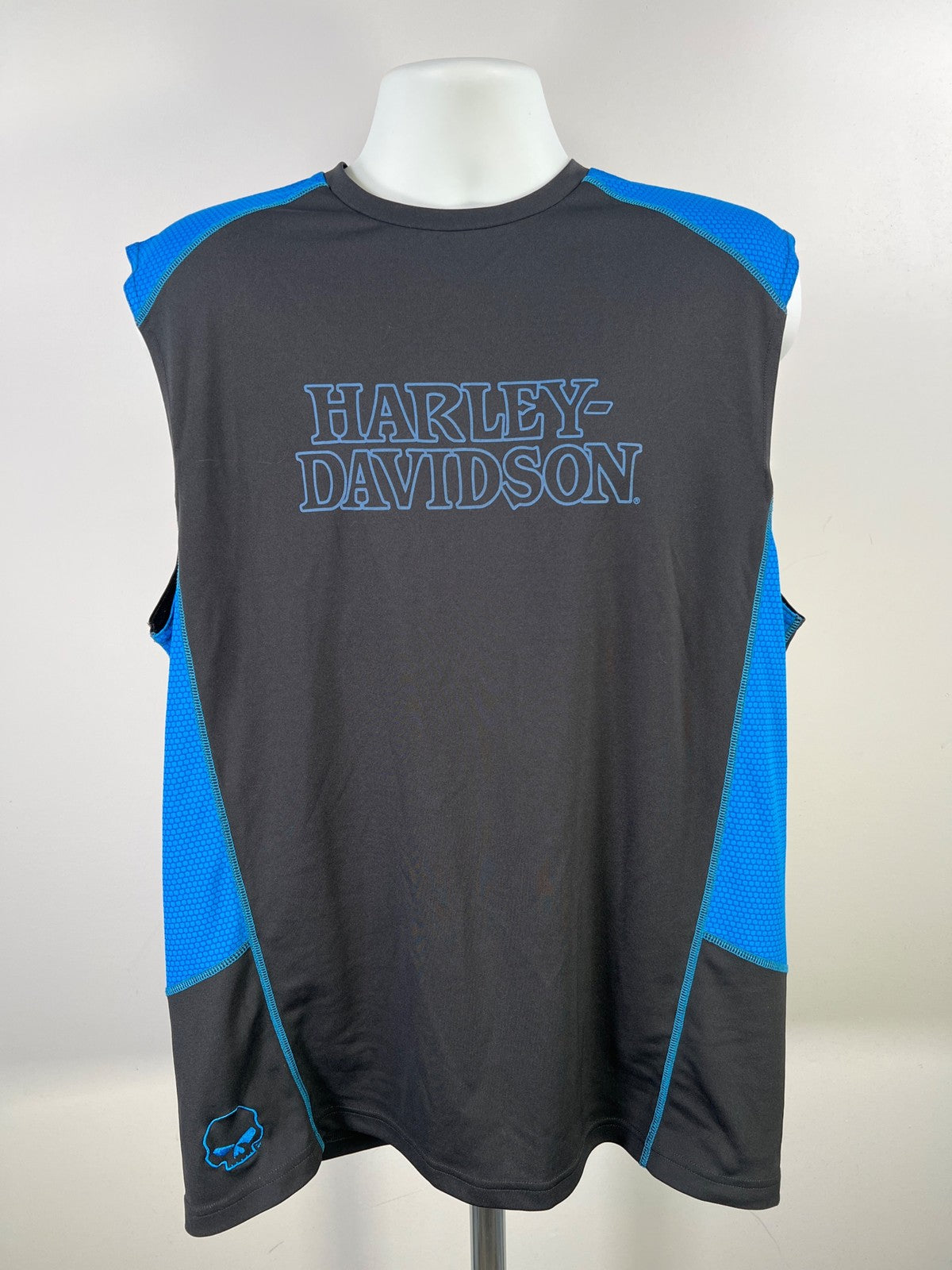 Harley Davison Men’s Black/Blue Mackinaw City MI Athletic Tank Top - XL