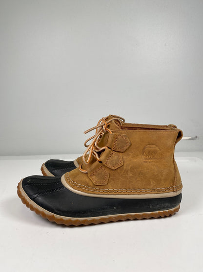 Sorel Women’s Tan Suede Out N About Suede Waterproof Lace Up Duck Boots - 7.5