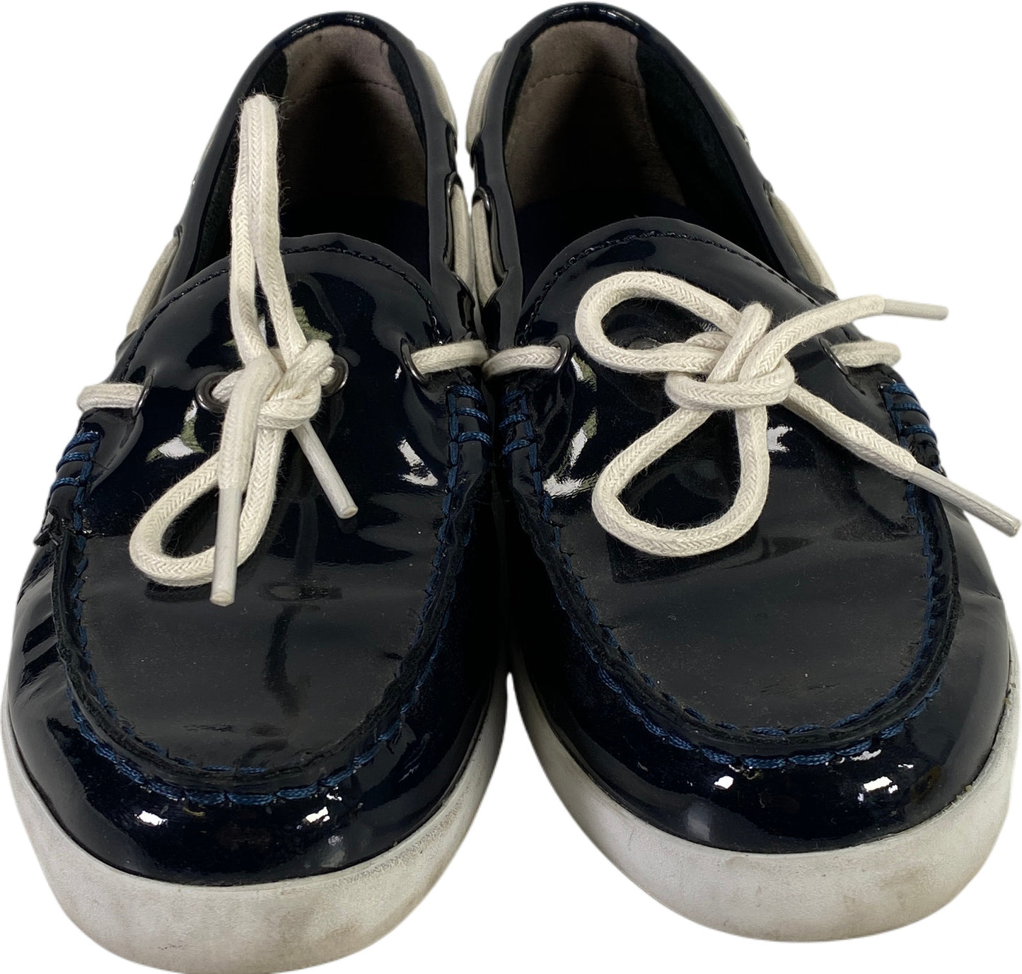 Cole Haan Women’s Blue Patent Nantucket Camp Moc Boat Shoes - 8.5