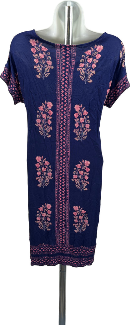 Lucky Brand Women’s Navy Blue Floral Short Sleever Shift Dress - XS