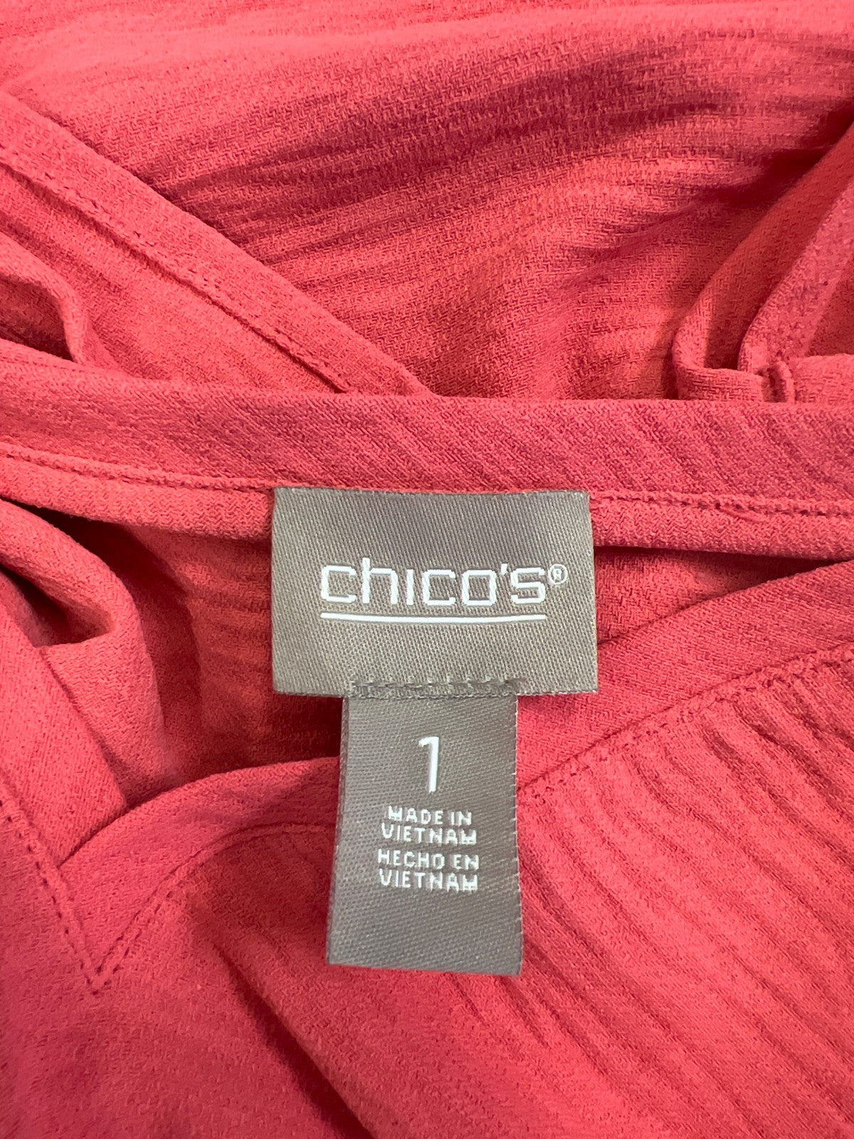 Chico’s Women’s Pink 3/4 Sleeve V-Neck Blouse - 1/US M