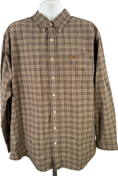 Carhartt Men’s Green Plaid Long Sleeve Button Up Shirt - XL Tall