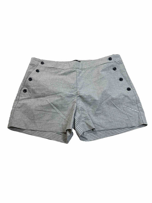 Banana Republic Women's Gray Striped Cotton Button Accent Shorts - 12