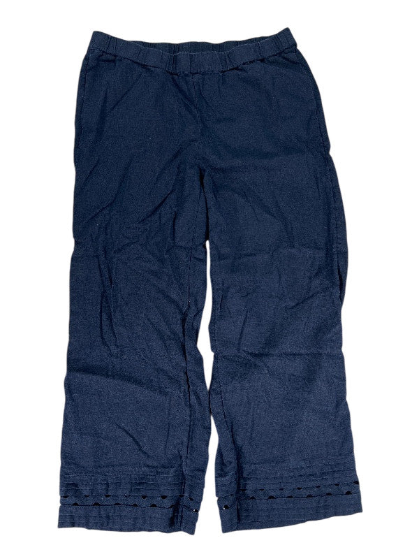 J.Jill Women's Navy Blue Loose Fit Linen Pull On Pants - S