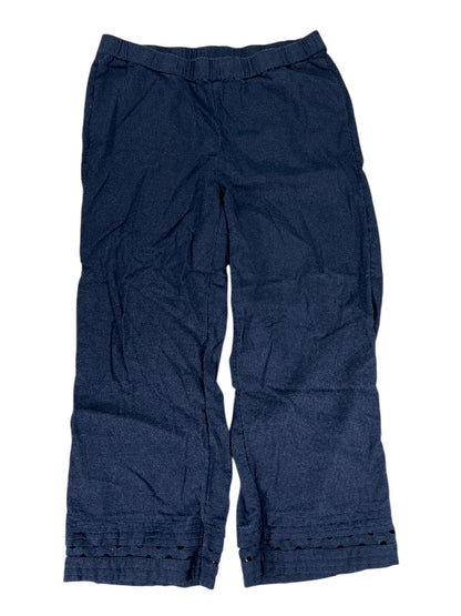 J.Jill Women's Navy Blue Loose Fit Linen Pull On Pants - S