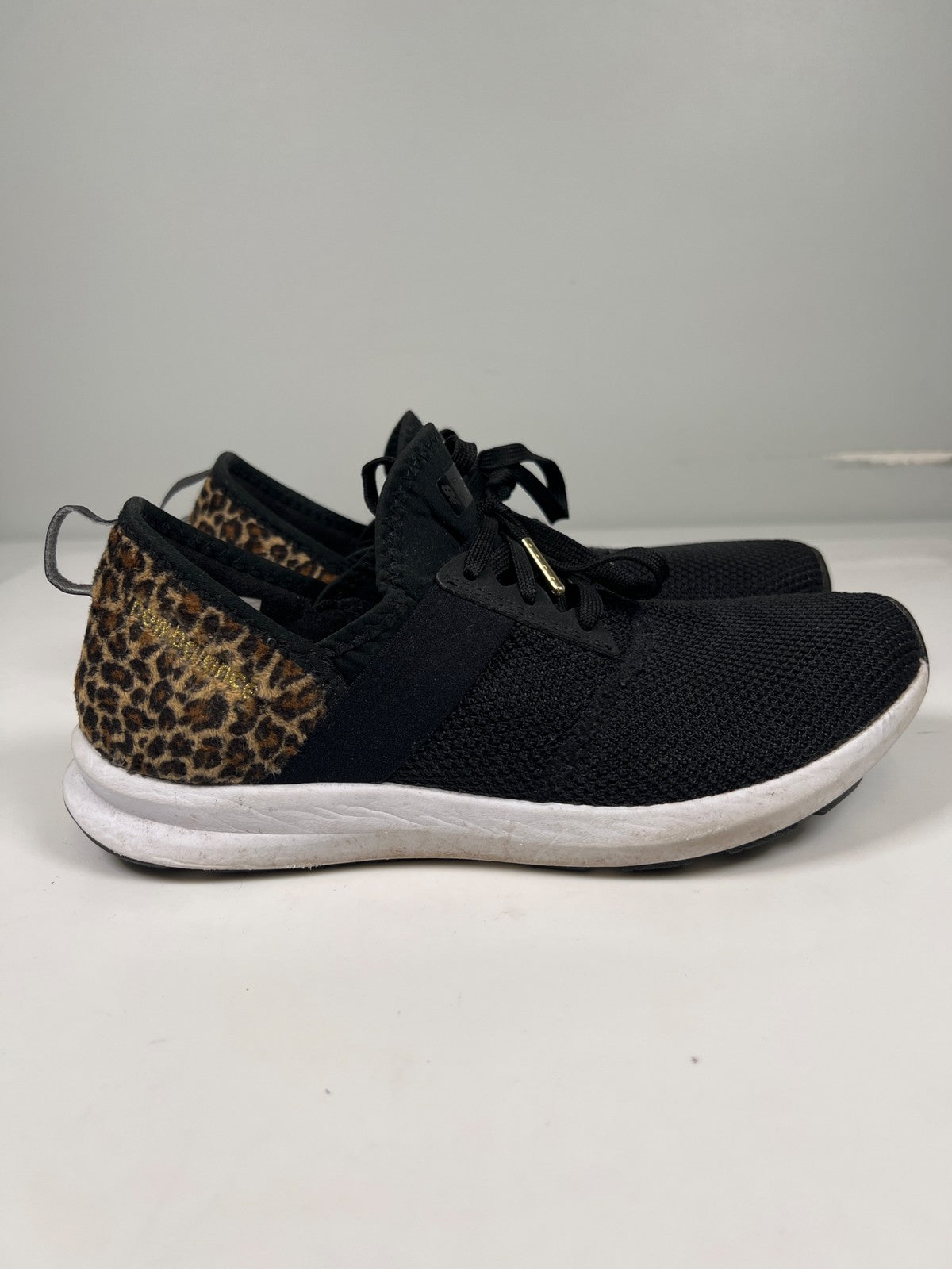 New Balance Women’s Black Cheetah Print Fuel Core Lace Up Sneakers - 8.5