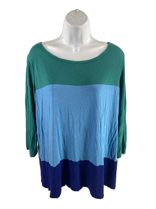 LOFT Women's Blue 3/4 Sleeve T-Shirt - XL