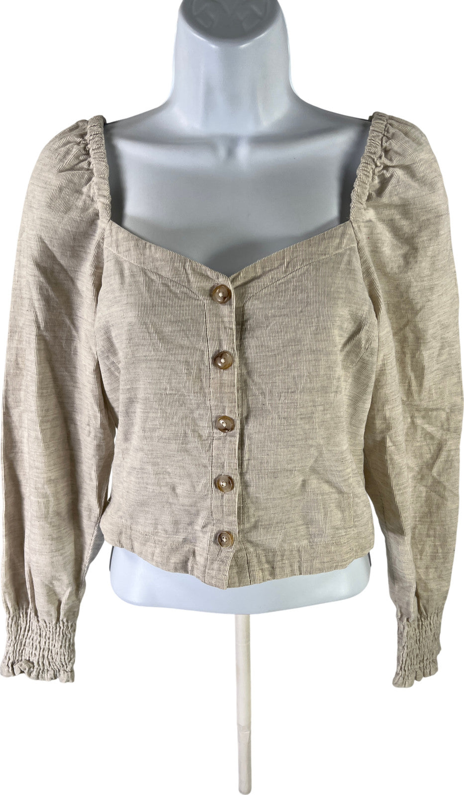 Madewell Women’s Ivory Corduroy Crop Button Up Top - 00