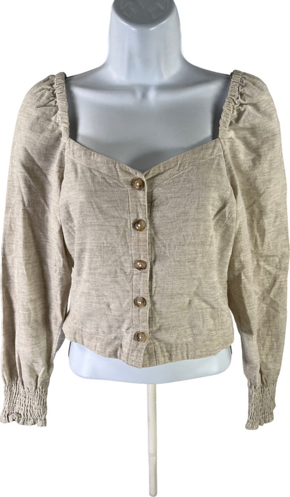 Madewell Women’s Ivory Corduroy Crop Button Up Top - 00