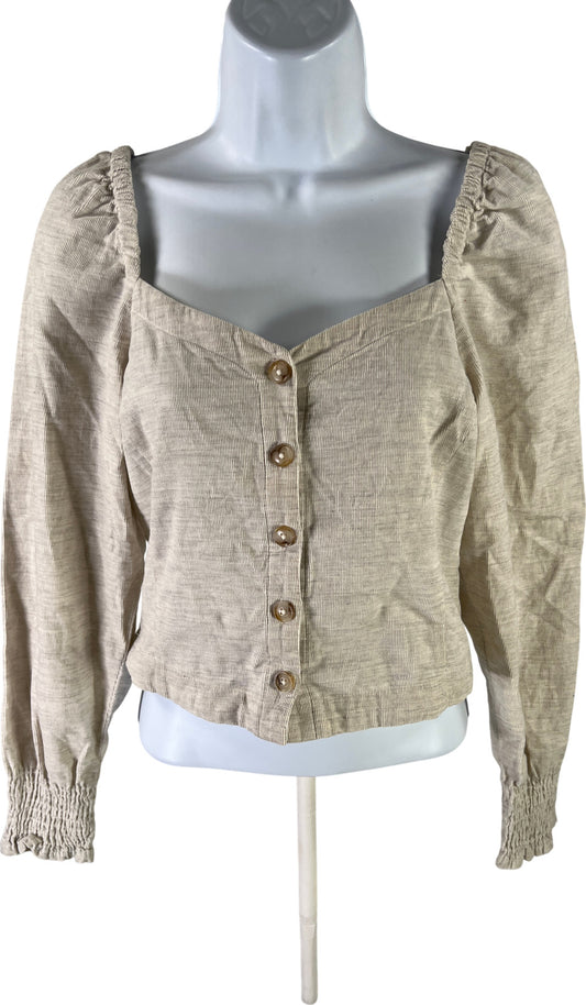 Madewell Women’s Ivory Corduroy Crop Button Up Top - 00