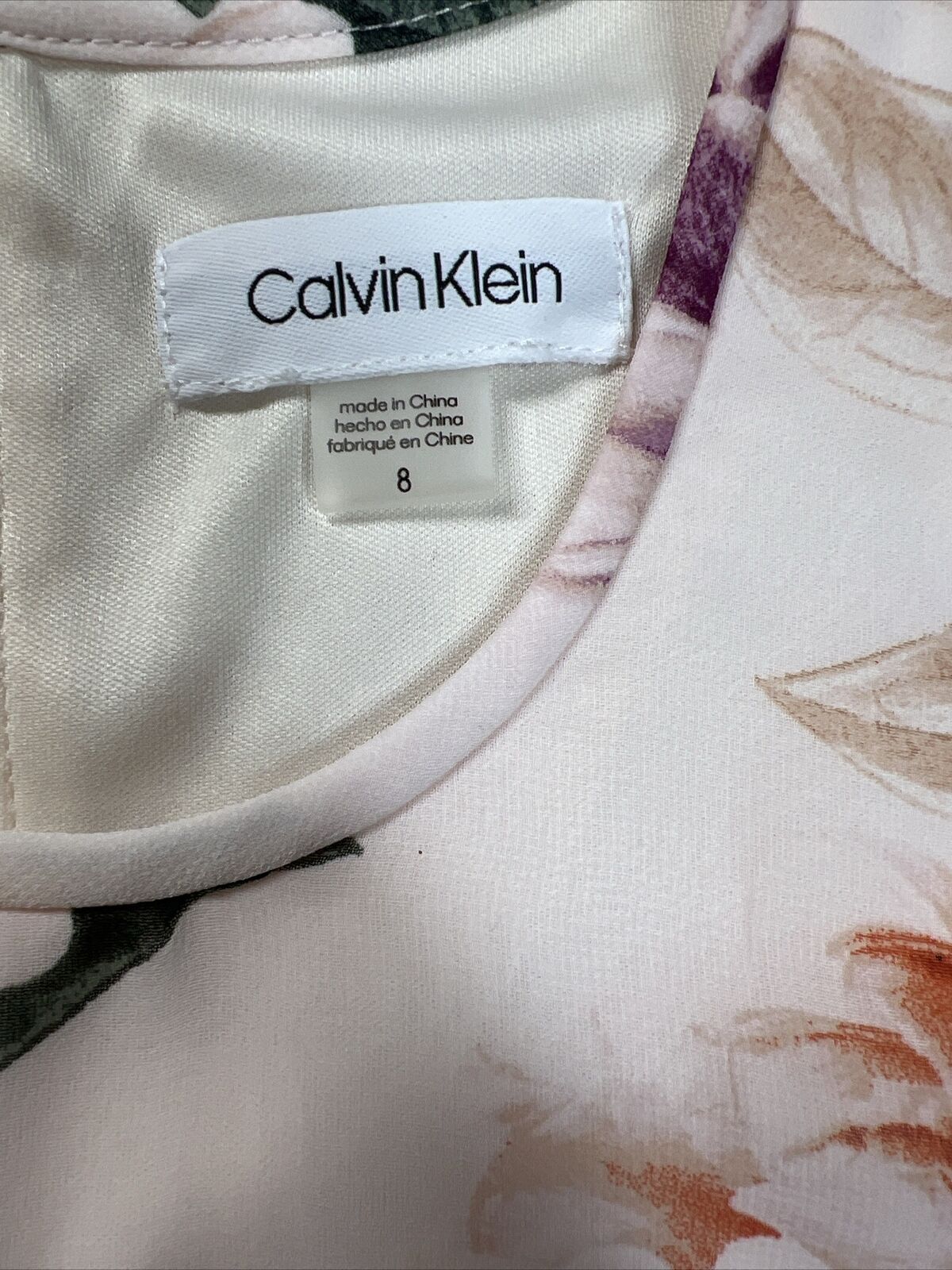 Calvin Klein Women's Pink Floral Sleeveless Shift Dress - 8