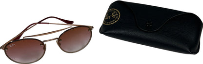 Ray-Ban Brown/ Rose Gold Round Double Bridge Sunglasses