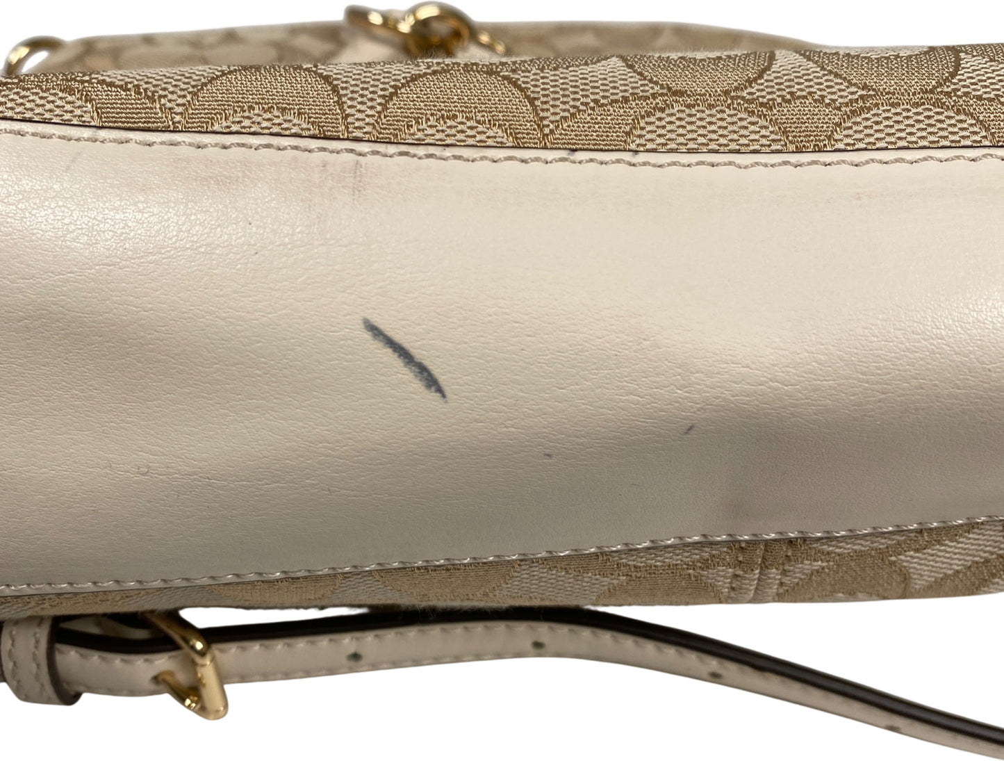 Coach Women’s Beige Signature Canvas Zip Close Crossbody Hand Bag Purse